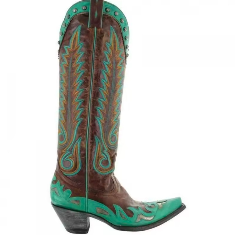 Turquoise and Brown Western Boots
